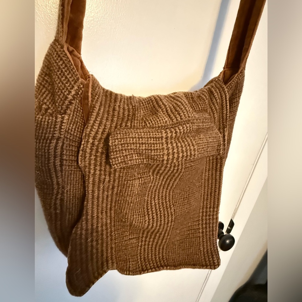 Brown Shoulder Bag Made From Recycled Coat